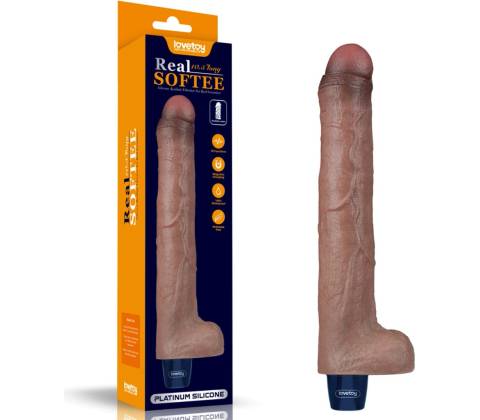 LoveToy Real Softee Vibrating Dildo 10.5" Brown