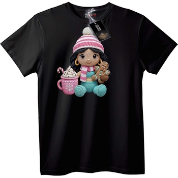 NOONEBRAND Тениска Уютна Зимна Кукла - 6XL, Black