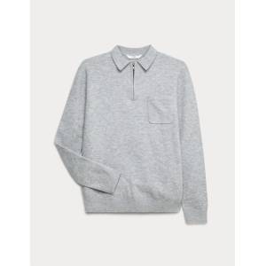 Marks & Spencer Поло тениска със цип (2-16 години) Marks & Spencer сива Marks & Spencer | Siv | Момчешки | 7-8 години