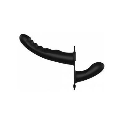 Boss of Toys Shots Dual Vibrating Silicone Adjustable Strap-On Black 10-Speed