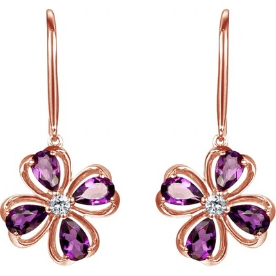 Eppi Ametystový kvet v ružovom zlate s diamantmi Cyriah E32303