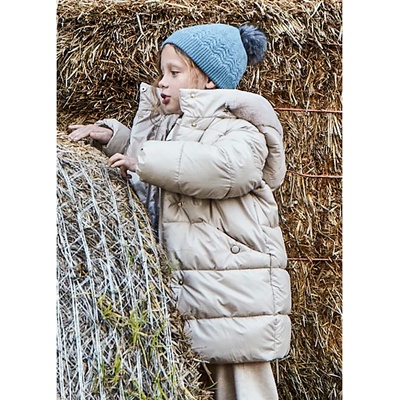 MAYORAL Дълго зимно яке за мини момиче в бежов цвят с качулка Mayoral