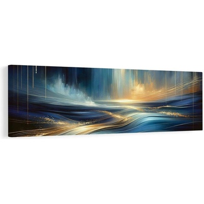 Obraz zlaté čáry na modré hladině - 120x40