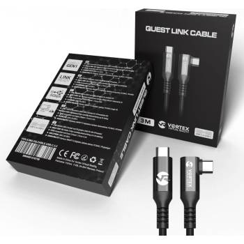 Vortex Virtual Reality 3-метров кабел от VortexVR USB-C към Meta Quest Link | към Quest 3S Quest 3 Quest 2 (VVR.K3M2.OQ.CABLE.USB.C.3.2)