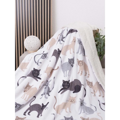 MKLozkoviny Baránková deka mikroplyš Mačičky 220x200