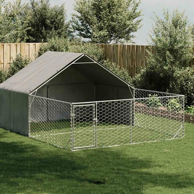 vidaXL Venkovní psí kotec s výběhem a střechou 500 x 300 x 190 cm pozinkovaná ocel 9799.3329243