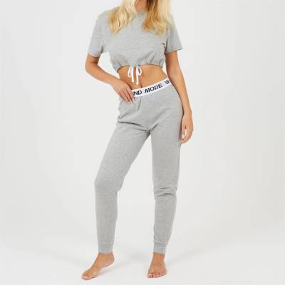 Brave Soul Дамски анцуг Brave Soul Womens Cropped Tee and Slim Joggers Lounge Set - Grey Marl