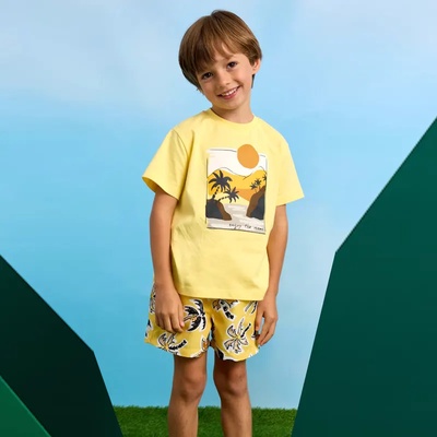 MAYORAL Тениска къс ръкав пейзаж жълт цвят за мини момче Майорал