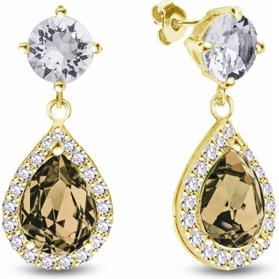 Spark Stříbrné náušnice visací s krystaly Swarovski Elements Briselle KCPG4320LCTC Light Topaz