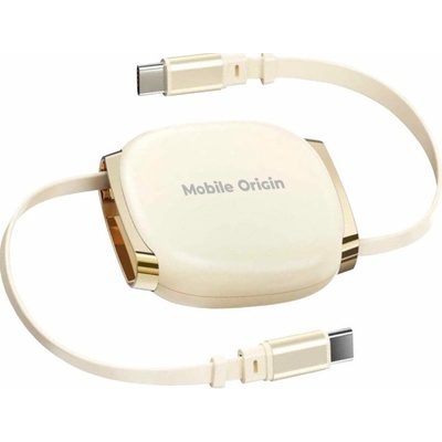 Mobile Origin MO-CB7-BG Samonavíjací USB-C na USB-C CB7, 100W 480 Mb/s 1m béžový