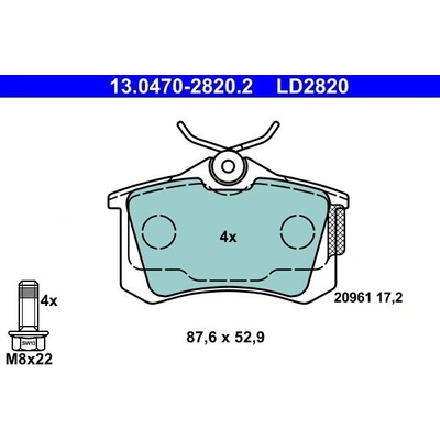 Sada brzdových platničiek kotúčovej brzdy ATE Ceramic 13.0470-2820.2