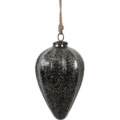 Clayre & Eef Černá skleněná vánoční ozdoba M - Ø 14*19 cm