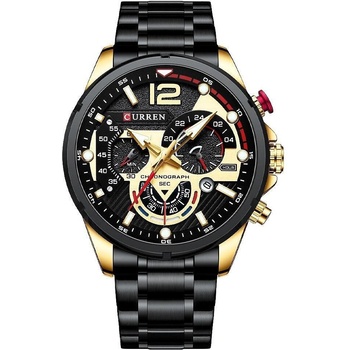 Curren Мъжки часовник Curren Effecto, Хронограф, Неръждаема стомана, Черен / Златист (CURREN-8395-BLACK-GOLD)