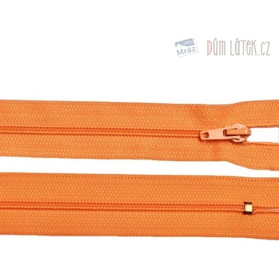 Zips špirálový 6mm nedeliteľný 25cm oranžový