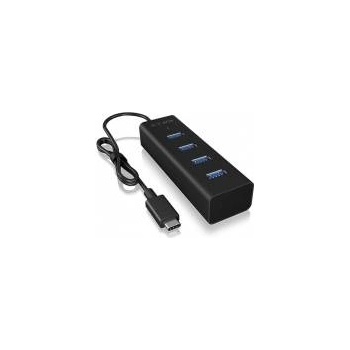 RaidSonic Icy Box USB Hub, 4 порта, USB 3.0, USB-C, Plug&Play, Алуминий, Черен