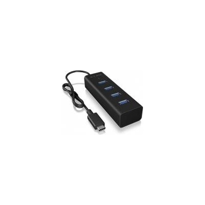 RaidSonic Icy Box USB Hub, 4 порта, USB 3.0, USB-C, Plug&Play, Алуминий, Черен