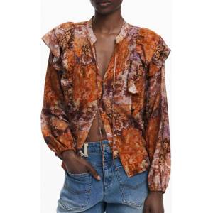 Desigual Дамска риза с дълъг ръкав desigual, Размер xs, Цвят Оранжево (25wwbw08_ar7002)