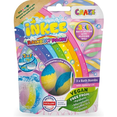 Craze INKEE Rainbow Multipack бластър за вана с бадемово масло 3 бр
