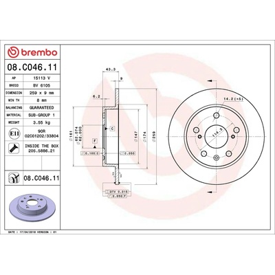 Brzdový kotouč BREMBO 08.C046.11