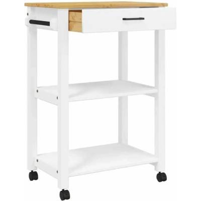 Servírovací stolek kolečka masivní borovice bílá dub NoBi LEORANTA