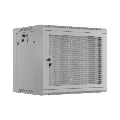 rack cabinet 19 wall-mount 9U/600x450 with perforated door grey (flat pack) (WF01-6409-23S)