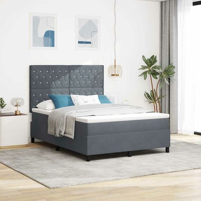 zahrada-XL 3339777 Postel s boxspringem s matrací Tmavě šedá samet