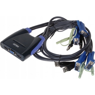 Aten CS-64US DataSwitch elektronický 4:1 (kláv.,VGA,myš,audio) USB – Zboží Živě