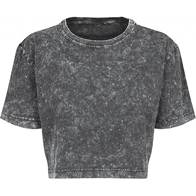 Built your Brand Cropped Acid-Washed Tmavě šedý melír