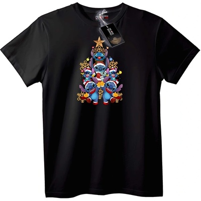 NOONEBRAND Тениска Stitch Коледно дърво - L, Black