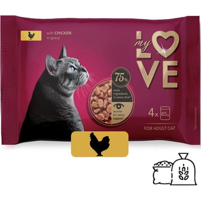My Love SET s kuracím mäsom v jemnej omáčke 4 x 85 g