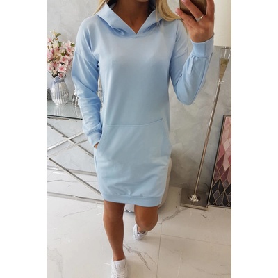 Fashionweek pohodlné teplákové mikinové šaty s kapuci K67292 blankyt