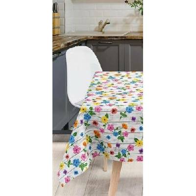Impol Trade Ubrus PVC 200A barevné květy na dřevěném obkladu návin 20 mx140 cm