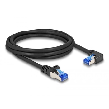 Delock RJ45 hálózati kábel Cat. 6A S/FTP egyenes / jobbra hajló 2 m fekete (80223) (DL80223) (DL80223)