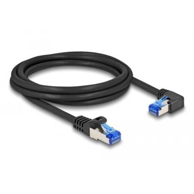 Delock RJ45 hálózati kábel Cat. 6A S/FTP egyenes / jobbra hajló 2 m fekete (80223) (DL80223) (DL80223)