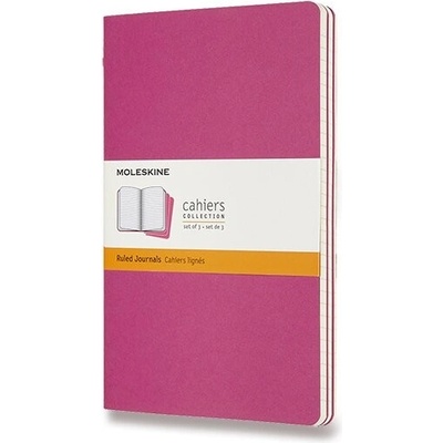 Moleskine Sešity Cahier L linkované 3 ks tm. růžové