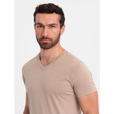 Ombre Basic cotton T-shirt with a v-neck ash