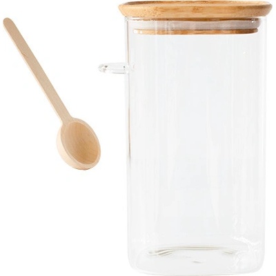 Pebbly Dóza PKV-050 sklenená štvorcová bambusová 1,4 l