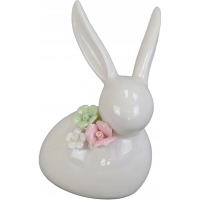 Dommio Zajačik porcelánový s kyticou 11 cm