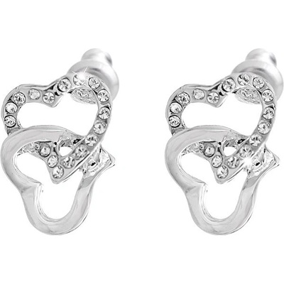 JSB Bijoux dvojité srdce s čirými kameny Swarovski 61400965cr