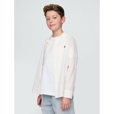 GAP Детска риза Brannan Bear от ленена смес GAP GAP | Byal | Момчешки | 128-134
