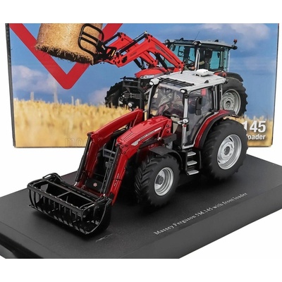 UNIVERSAL HOBBIES MASSEY FERGUSON 5M.145 TRACTOR WITH FRON LOADER 2020 RED BLACK 1:32