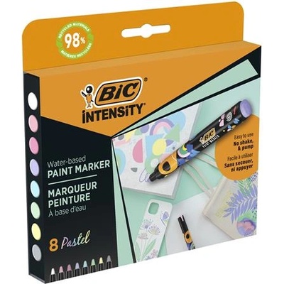 BIC Комплект маркери за декорация, 1, 5 - 2, 3 мм, BIC "Paint marker", 8 различни пастелни цвята 527429 (527429)