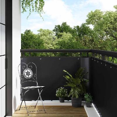 OMAXI Balkonová Clona s Očičkami 1000 x 90 cm polyratan Černá 709218