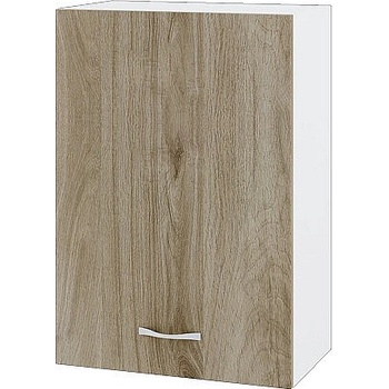 ИРИМ Горен шкаф с врата и рафт Сити БДА-18 бяло гладко / дъб сонома арвен 50 см