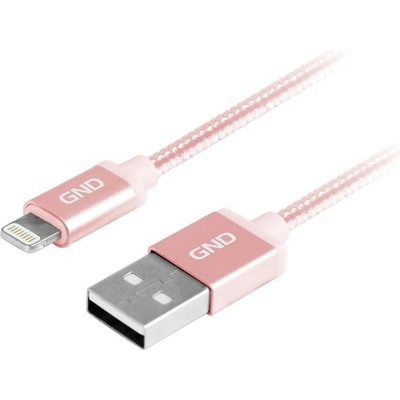 GND LIGHTN100MM09 USB / lightning MFI, opletený, 1m, ružový
