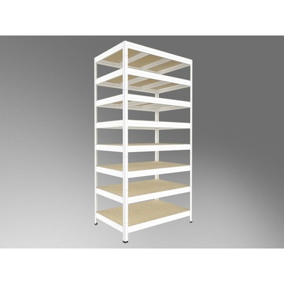 Biedrax Regál do spíže 45 x 90 x 270 cm, bílý, 8 polic OSB 10 mm, nosnost 300 kg na polici