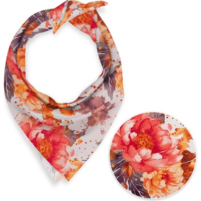 Biante bavlněný šátek Sandra SA-600 Velké červeno-růžovo-oranžové květy pivoňky na bílém – Zbozi.Blesk.cz