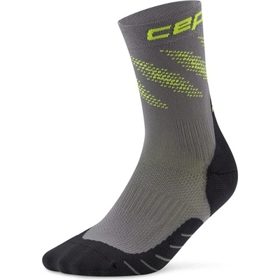 CEP Мъжки чорапи за бягане CEP Run Edt. Elliptic Socks Mid Cut Running socks - Dark Grey / Lime - размер V (207-1136-0113)