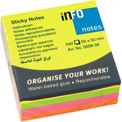 Самоз. листчета Info Notes Неон 50х50mm 240л (1901034-58-5658-39)