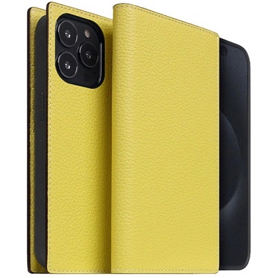 SLG Design D8 Neon Full Grain Leather Diary iPhone 15 Pro - Lemon